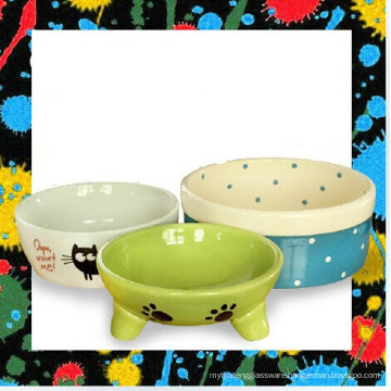 with printing and foot ceramic pet bowl